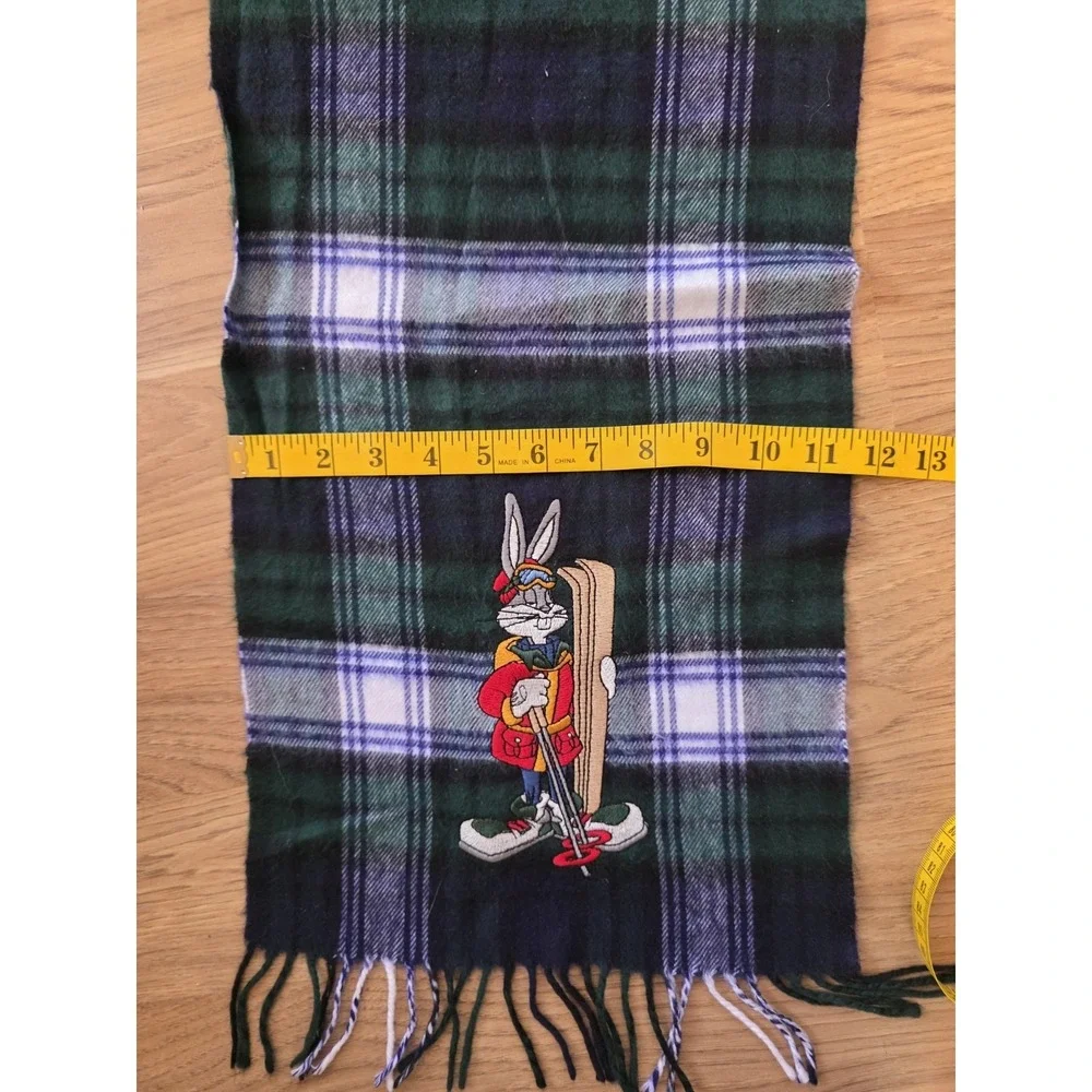 Vintage ACME Warner Bros‎ Bugs Bunny Scarf 90s Plaid Green